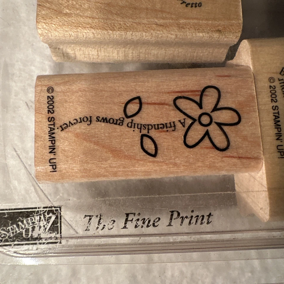 Stampin Up! Juego de 6 estampillas de goma vintage 'La impresión fina' en estuche 2002 Foto 2 de 4