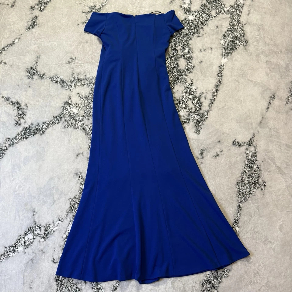 Vestido Calvin Klein para mujer talla 10 azul fuera del hombro línea A vestido vaina Foto 2 de 4