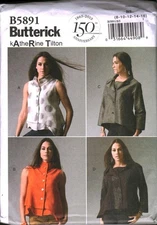 5891 UNCUT Butterick Sewing Pattern Misses Buttoned Front Loose Fitting Top OOP