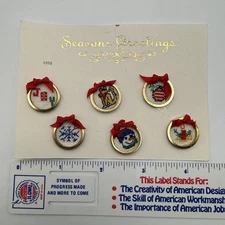 Lot of 6 Vintage Handmade Cross Stitch  Christmas Ornaments Assorted