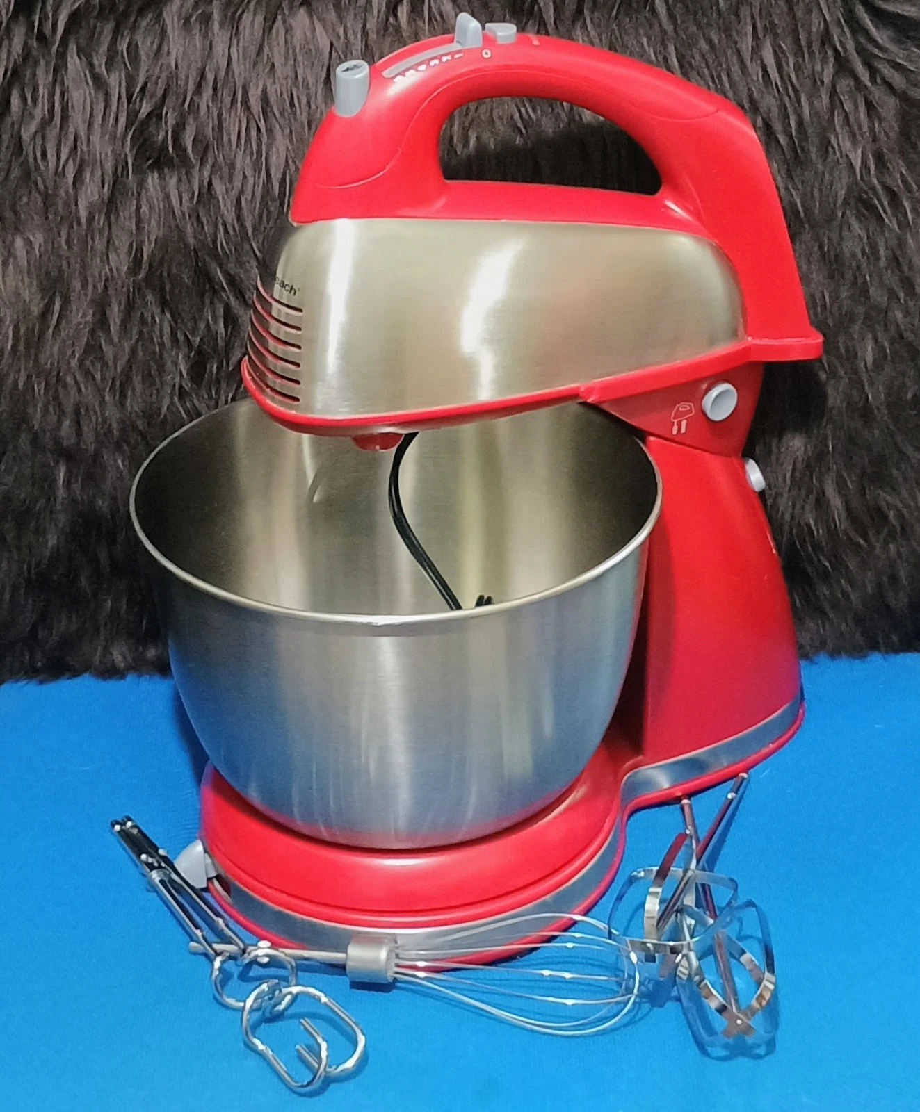 Hamilton Beach Red Stand and Hand Mixer, 4 Quarts, 6 Speeds with QuickBurst