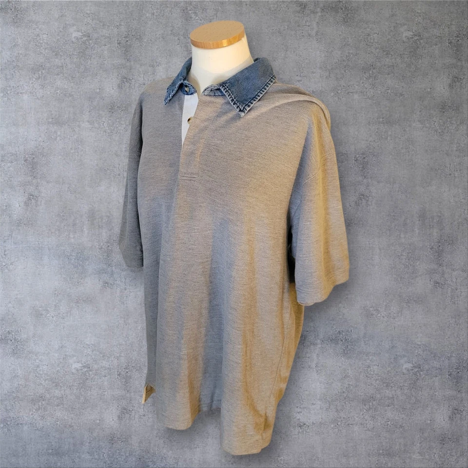 Vintage Boca Classics Polo Shirt with Denim Collar Size XL - Imagem 2 de 4