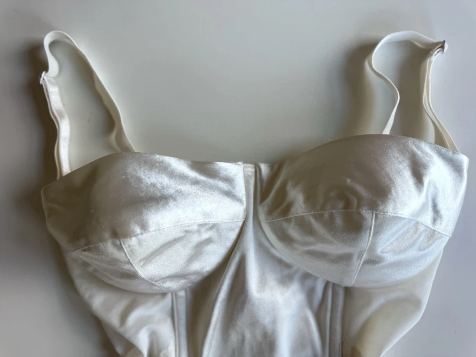 Vintage Años 80 Jezabel Satén Corsé Bustier Corpiño Peluche Lencería 34D Hecho en EE. UU. Foto 2 de 4
