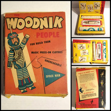 1954 Woodnik People Space Man Wooden Toy - Jack Built Toy Manufacturing Company