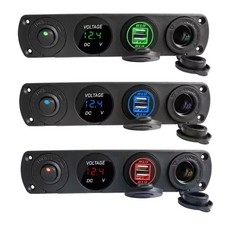 4-in-1 Marine Cigarette Lighter Socket Switch Panel with 12V Dual USB Charger