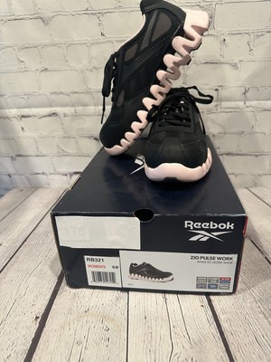 Reebok Work Zig Pulse RB321 Womens Black Wide Mesh Athletic Work Shoes 6W New
