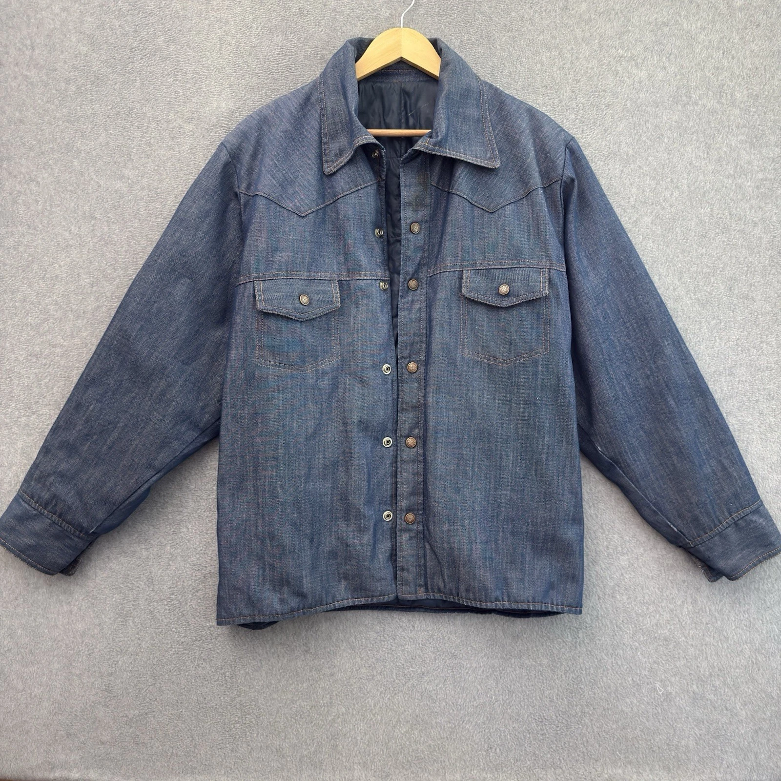 Vintage Stearns Goose Down Insulated Western Denim Look Jacket Large Minnesota image 2