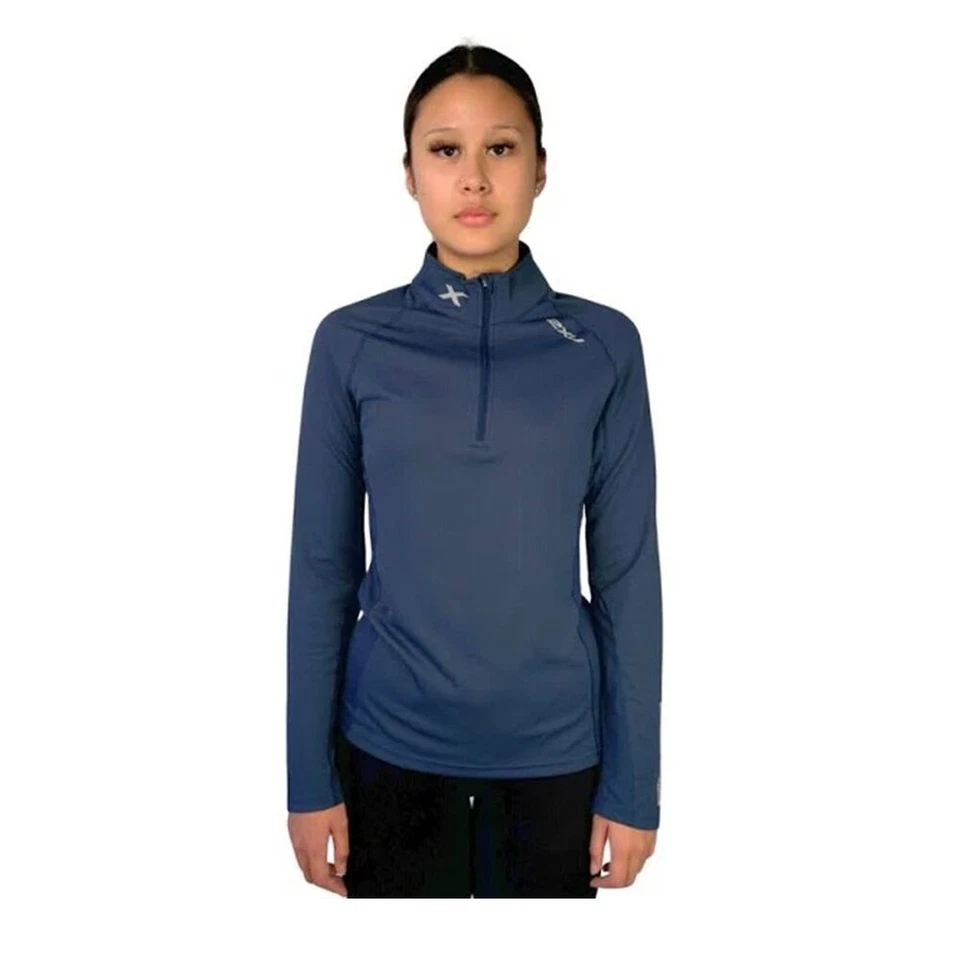 Women's Half Zip Tech Long Sleeves Polo Shirt | Navy | Reflective