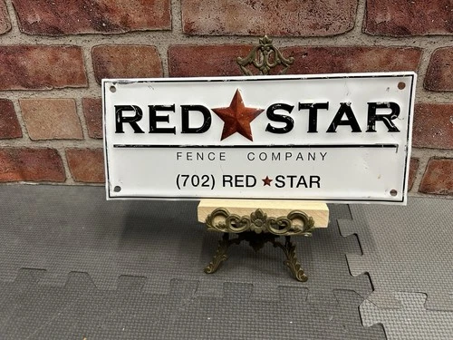 Signs Original Fence Co Advertising Gas Oil Vintage Metal Embossed Antique