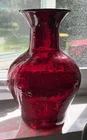 Rare Red Crackled BLENKO Blown Glass Vase 7.5” - 2012 Signed & Tag