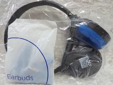 UNITED AIRLINES UNUSED SEALED HEADPHONES REUSABLE INFLIGHT EARPHONES + EARBUDS