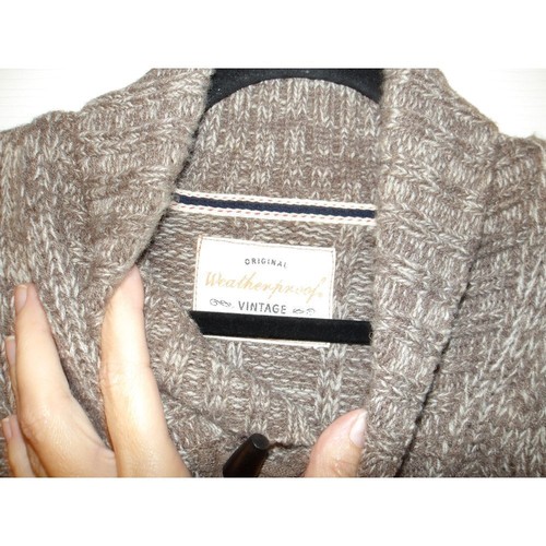 Weatherproof Vintage Two-Tone Knit Sweater with Shawl Collar Brown & Beige - Picture 2 of 4