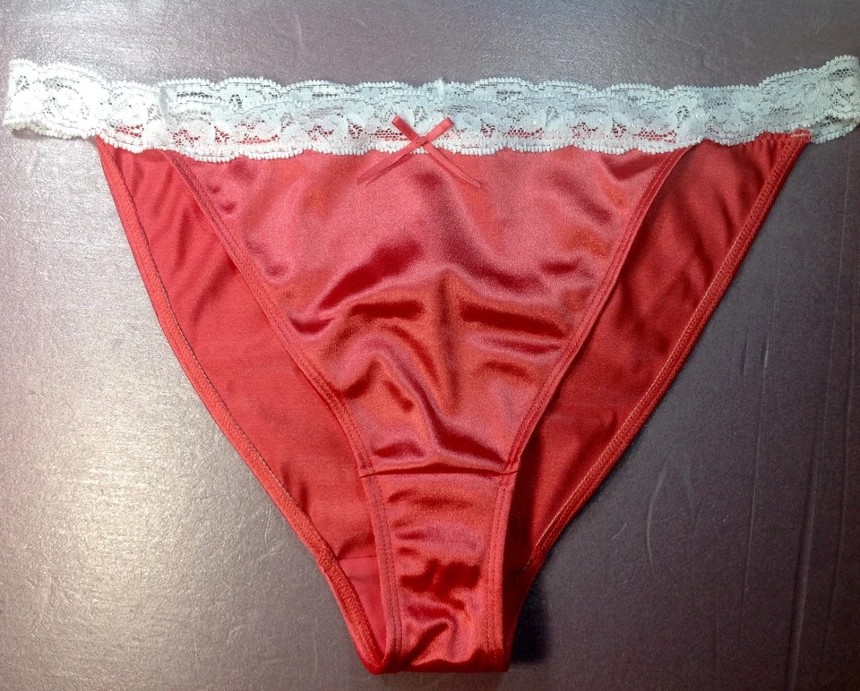 Bragas, bikinis de mujer ILUSION talla L. naranja satinado suave sedoso con cintura de red Foto 3 de 4