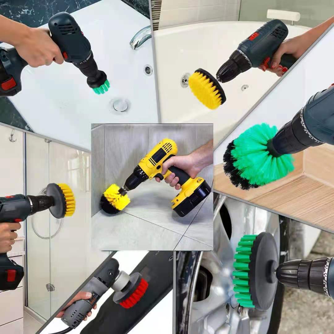 5PCS DRILL ATTACHMENT CLEANING BRUSH KIT POWER SCRUB HOME CAR TILE