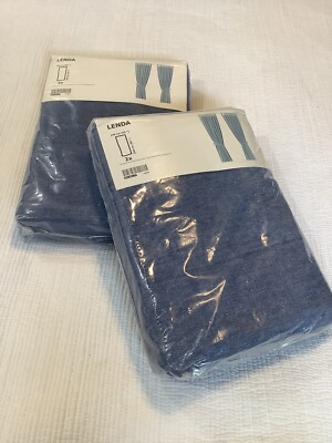 #ad #ad New Set Of 4 Ikea LENDA Curtain Panels BLUE Chambray Tab Top 55 x 98 $110.00