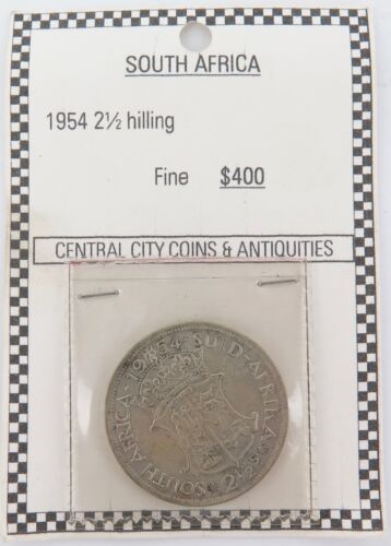 .RARE NICE GRADE 1954 SOUTH AFRICA 2 1/2 SHILLINGS. PROFESSIONALLY GRADED FINE. - Picture 1 of 4