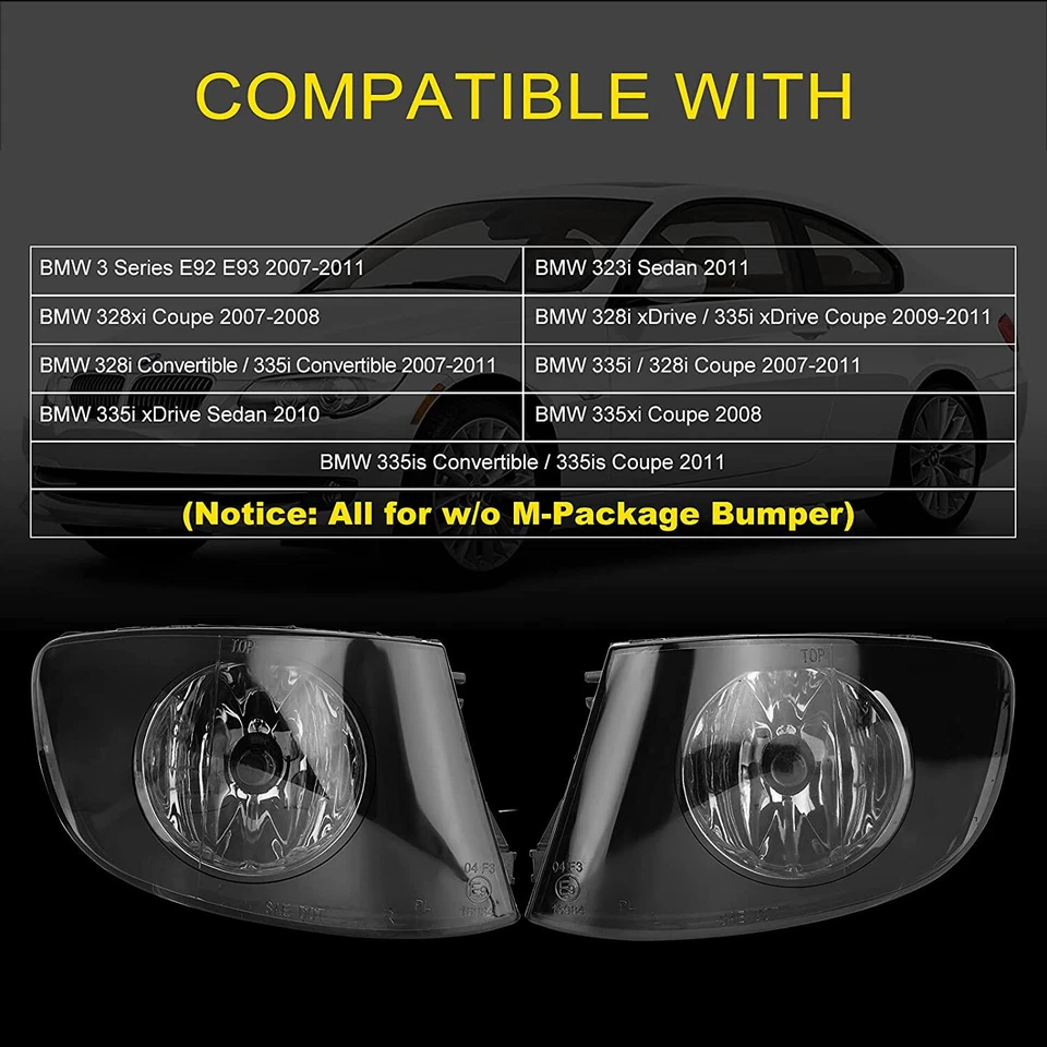 Par de luces antiniebla de conducción de parachoques delanteras para BMW 328i 335i 2007-11 07-08 328xi Foto 2 de 4