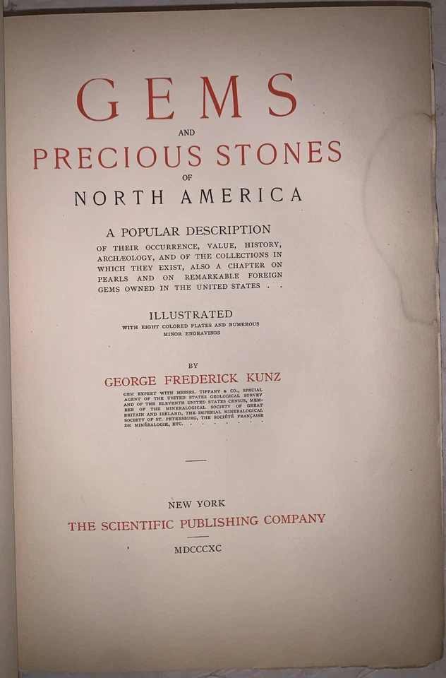 1890, 1st, GEMS & PRECIOUS STONES OF NORTH AMERICA, by GEORGE KUNZ, COLOR PLATES - Image 2 of 4