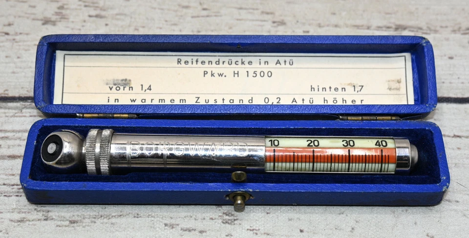 VTG Chrome MESSKO HAUSER BORGWARD Tire Pressure Meter Gauge Germany - Image 2 of 4