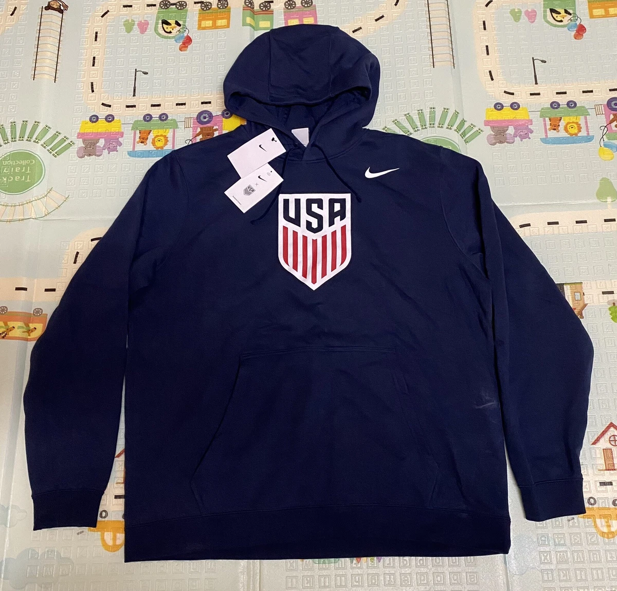 Nike USA Soccer Club Fleece Pullover Hoodie Mens Sz XL Navy Blue