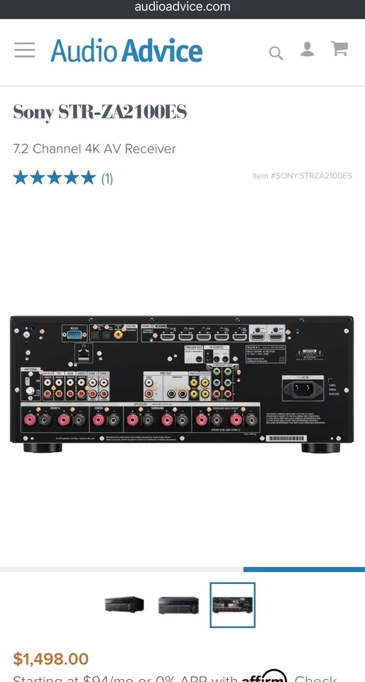 Sony STRZA2100ES 7.2 Channel 4K AV Receiver - Black - Image 3 of 4