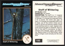 1991 TSR AD&D Gold Border RPG Fantasy Art Card Dungeons Dragons #195 Magic Staff