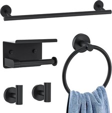 Matte Black Bathroom Hardware Set 5-Piece Towel Bar