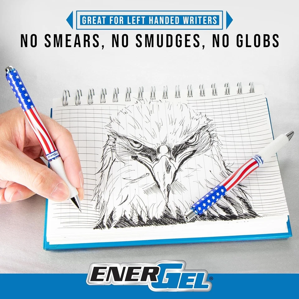 Pentel EnerGel RTX выдвижной жидкий гель ручка, флаг баррель, черные чернила, упаковка из 8 - Изображение 3 из 4