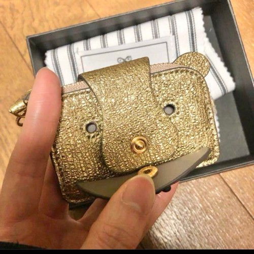 Anya Hindmarch Bear Women's Coin Case Purse Leather Gold Casual with Box Japan - Picture 4 of 9