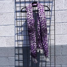 Purple Cat Leopard Print Pashmina Scarf Shawl Scarves Wrap Head Bandana 67  x26  