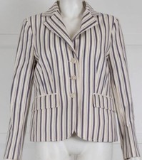 Stunning Women’s Loro Piana Blue ,cream & Brownpin Stripe Blazer Size 44 Uk 12