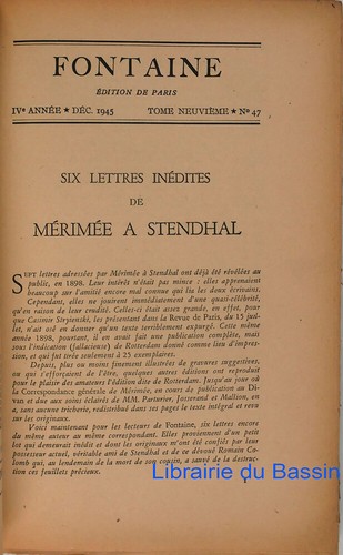 Fontaine n°47 Mérimée Stendhal Eluard Clancier Queneau Lannes Claudel 1945 - Picture 5 of 5