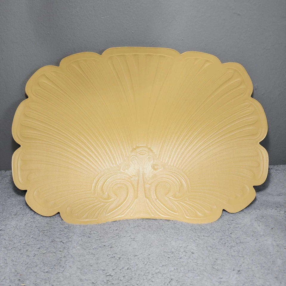 Juego de 5 manteles individuales vintage Art Deco vinilo concha dorada festoneados Regency Deco MCM Foto 3 de 4