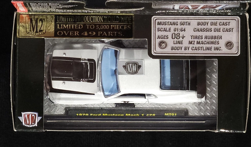 M2 Machines 70 1970 Ford Mustang Mach 1 428 Detroit Muscle Car MT01 14-38 Pearl - Image 2 of 2