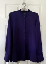 Ann Taylor Long Sleeve Button Down Royal Purple Blouse Size XXL