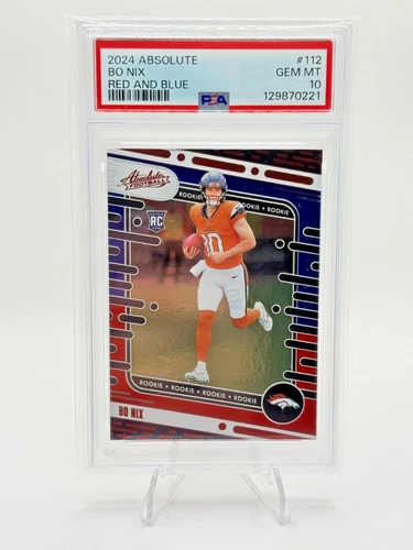 Bo Nix 2024 Panini Absolute Red and Blue RC PSA 10 #112