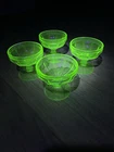 Vintage Uranium Glass 3inch Dessert Bowls Set of 4 Depression Glass