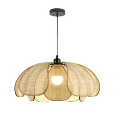 Rattan light Boho Dining Rooms Pendant Light, Wabi Sabi Style Rattan Woven la...