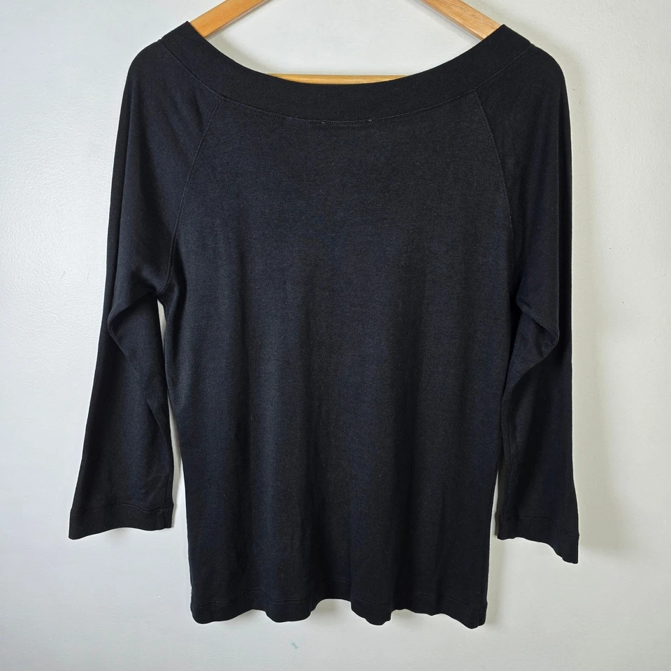 Top Tweed's Mujer XL Negro Manga 3/4 Algodón Pima Mezcla Modal Informal Foto 2 de 4