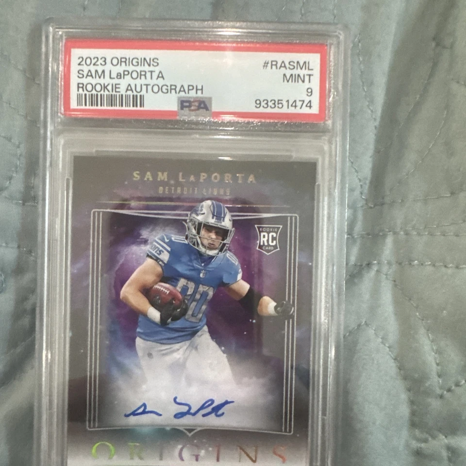 2023 Panini Origins Rookie Autographs Sam LaPorta #RASML (AU RC) PSA 9 MINT - Image 3 of 4