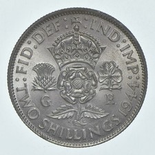 SILVER - WORLD Coin - 1944 Great Britain 2 Shillings - World Silver Coin *828