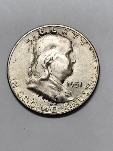 1951 S Franklin Half Dollar  FLASHY UNCIRCULATED Coin Original Toning !