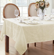 ELRENE HOME CAIDEN DAMASK SQUARE IVORY POLYESTER TABLECLOTH 52" x 52" NEW