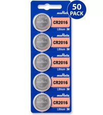 50 x Murata CR2016 Battery 3V Lithium Coin Cell 50 Count Replaces Sony CR2016