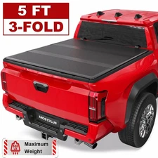5FT Tri-Fold Fiberglass Hard Truck Bed Tonneau Cover For 2024 2025 Toyota Tacoma
