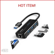 UGREEN USB 3.0 Hub Ethernet Adapter 10 100 1000 Gigabit Network Converter with 3