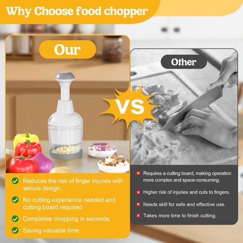 Vegetable Chopper, Food Chopper Manual Hand, Veggie Chop Garlic Onion Salad C... - Picture 5 of 8