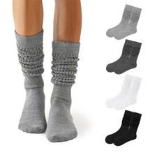4 Pack Womens Slouch Socks Scrunch Soft Thigh High Boot Leg Warmers Size 5-11