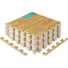 YES4ALL 24PCS INTERLOCKING EXERCISE MAT COVER 24 SQFT 7/16" - OAK WOOD LIGHT