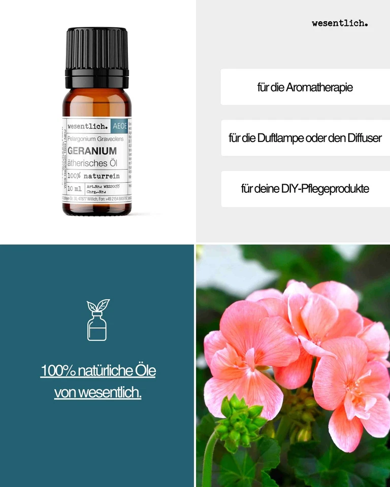 wesentlich.Geranium Öl (Rosengeranie) - 100% naturreines, ätherisches Öl - Bild 2 von 4